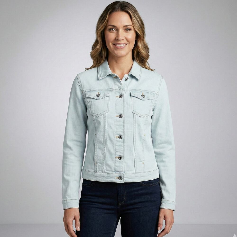 NWT Boohoo Light Blue Womens Sz 6 Denim Western Jacket Custom Smiley Painted